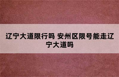 辽宁大道限行吗 安州区限号能走辽宁大道吗